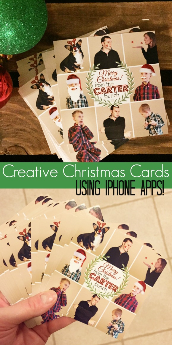 Create these adorable Christmas Cards using iPhone apps!  No photoshop needed!  Simple and save money.  From GoGrowGo.com @gogrowgo #christmascards 
