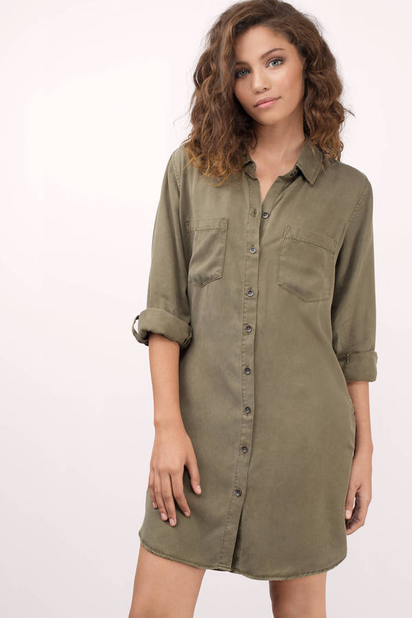 Olive Shirt Dress