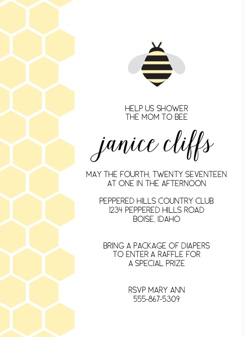 bee baby shower invitation