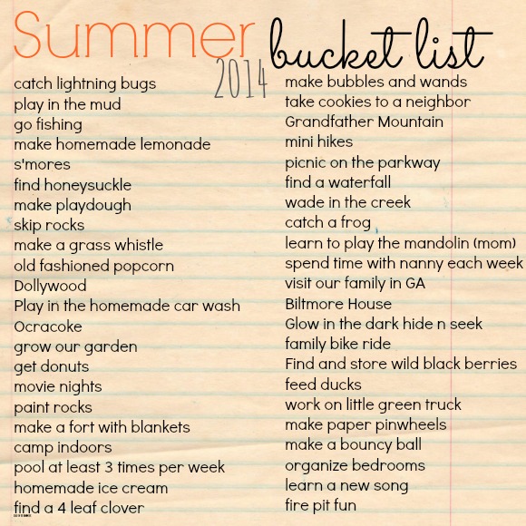 2014 Summer Bucket List