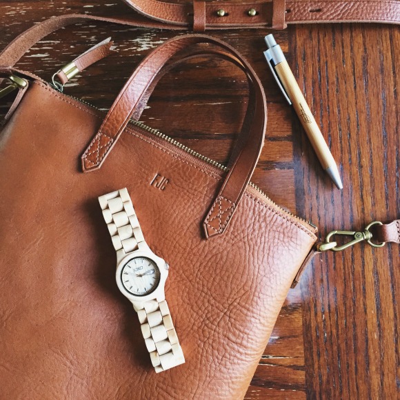 madewell mini transport tote and jord wooden watch